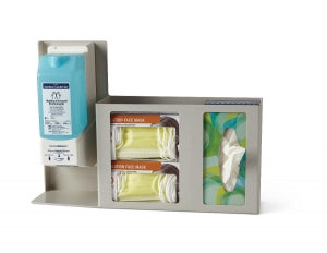 Bowman Manufacturing Company, Inc. Respiratory Hygiene Stations - Respiratory Hygiene Station, Holds 2 Boxes of Face Masks, 1-2 Boxes of Tissues and Hand Sanitizer Pump, Nonlocking, Quartz ABS Plastic - FD-111