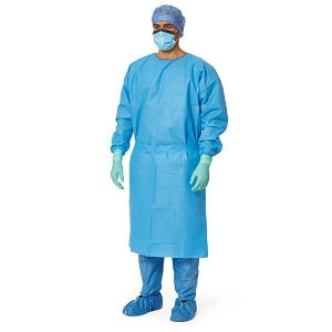 Medline AAMI Level 3 Isolation Gowns - AAMI Level 3 Isolation Gown with Knit Cuffs, Suprel, Blue, Size XL - NONLV325XL