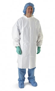 Medline Anti-Static Microporous Breathable Frocks - Breathable Frock with Snap Collar and Front, No Pockets, White, Size 2XL - NONSW1765XXL