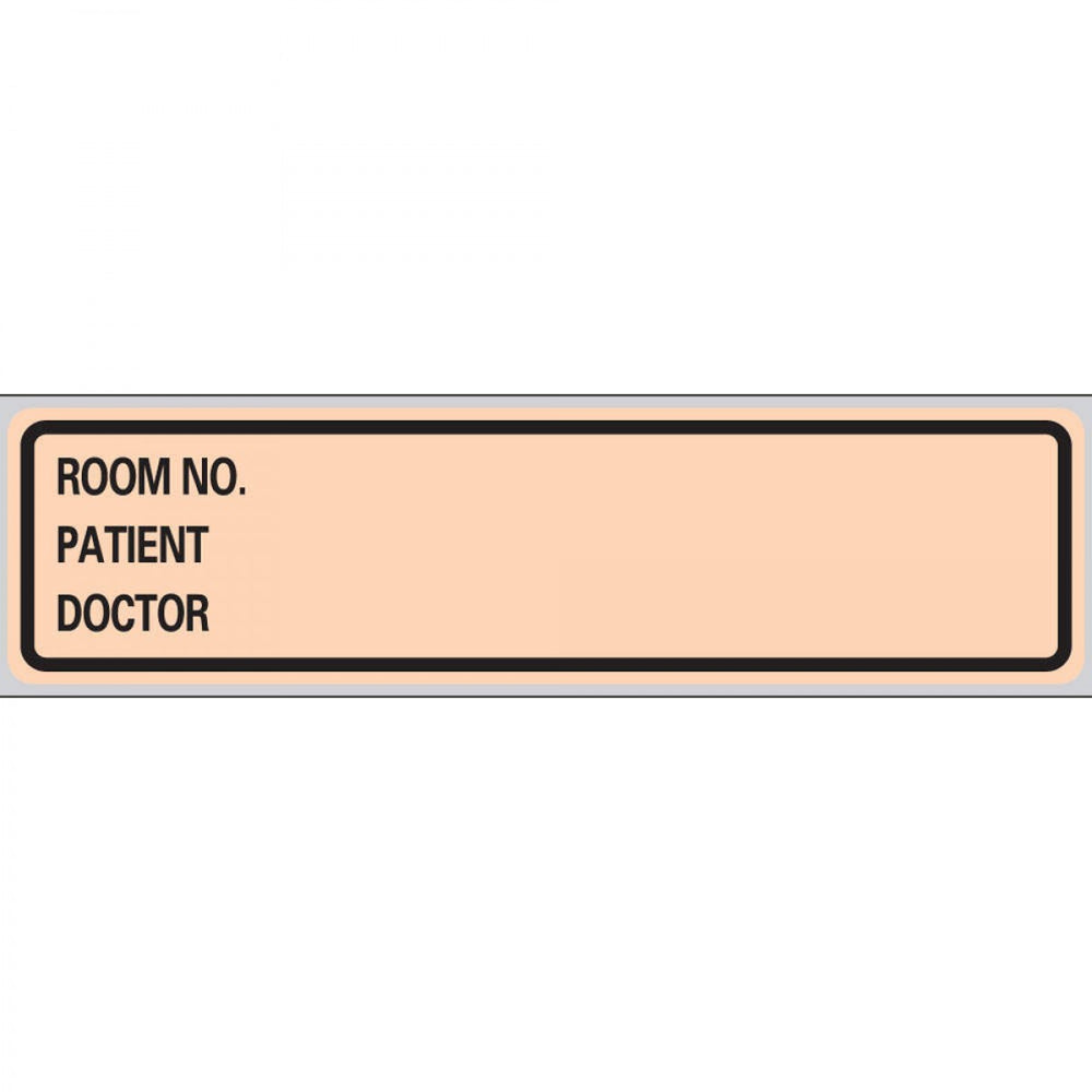 Label Paper Removable Room No. Patient 1" Core 5 3/8" X 1 3/8" Salmon 200 Per Roll