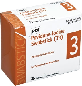 PDI, Inc. PVP Iodine Prep Pads & Swabsticks - Povidone Iodine Prep Swabsticks - S41125