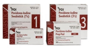 PDI, Inc. PVP Iodine Prep Pads & Swabsticks - Povidone Iodine Prep Swabsticks - S41125
