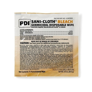 PDI Sani-Cloth Bleach Germicidal Disposable Wipes - Sani-Cloth Bleach Germicidal Disposable Wipes, 11.5" x 11.75", 40 X-Large Individual Packets per Box - U26595