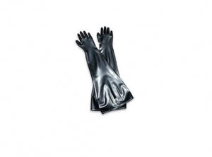 North Safety Hypalon Dry Box Gloves - Hypalon Chemical-Resistant Gloves, Dry Box, 8" Diameter Cuff, 32" Length, Size 9-3/4, Black - 8Y2532A/9Q