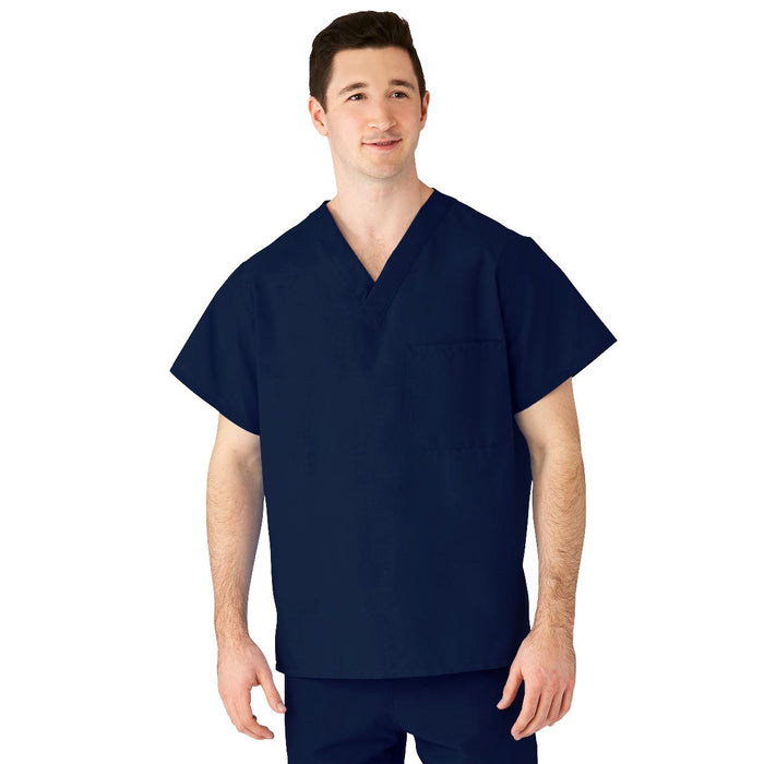  AngelStat Unisex Reversible V-Neck 2-Pocket Scrub Top with Angelica Color-Coding, Size 6XL Tall, Navy