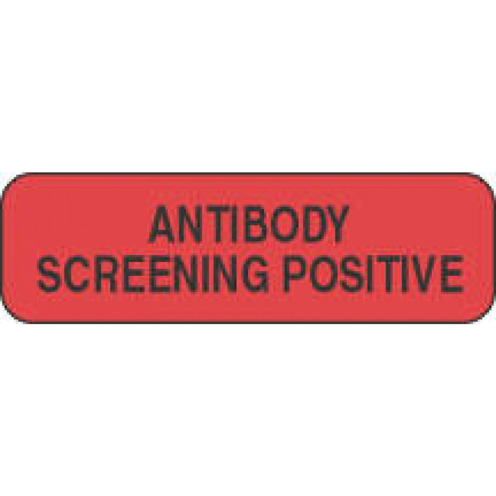 Label Paper Permanent Antibody Screening 1 1/4" X 3/8" Fl. Red 1000 Per Roll