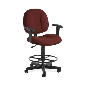 OFM Comfort Series Fabric Task Chairs with Arms & Drafting Kit - Fabric Task Chair with Arms and Drafting Kit, Wine - 105-AA-DK-803