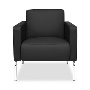 OFM Lounge Chair with Chrome Legs and Polyurethane Upholstery - Lounge Chair with Chrome Legs and Polyurethane Upholstery, Black - 3002-PU606