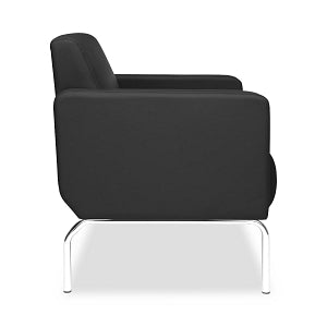 OFM Lounge Chair with Chrome Legs and Polyurethane Upholstery - Lounge Chair with Chrome Legs and Polyurethane Upholstery, Black - 3002-PU606