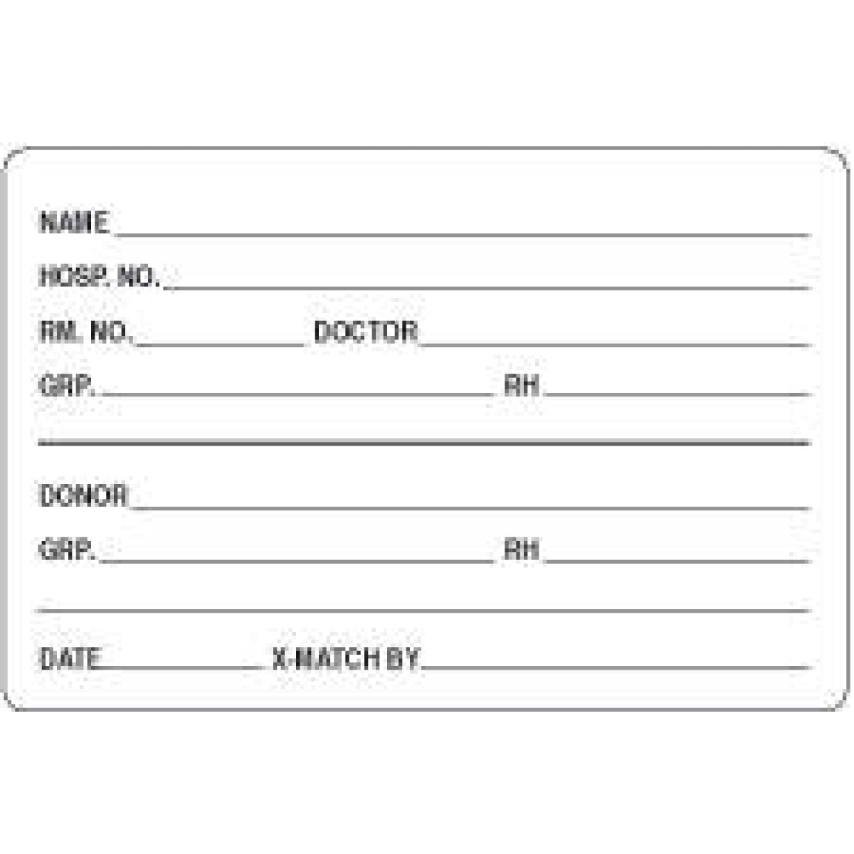 Lab Communication Label (Paper, Permanent) Name ___ Hosp. No. 2