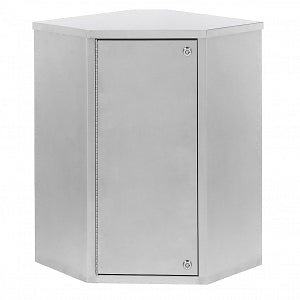 Omnimed Narcotics Cabinets - Double-Door Corner Stainless Steel Narcotics Cabinet with Double Key Lock and Four Shelves, 22.8" W x 15.6" D x 24" H - 181765