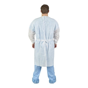 Halyard Poly-Coated Fluid-Resistant Gown - MBO-GWN, PLY, FLD RSTNT, YLLW, UNI, OVR / HD - 47003