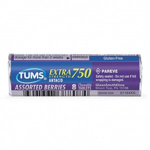 Glaxo Smithkline Plc TUMS Extra Strength 750 Antacid Tablets - TUMS Extra Strength 750 Antacid Tablets, Assorted Berries Flavor, 8/Roll, 3 Rolls / Bag - 00135-0178-24