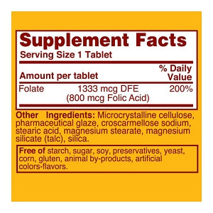 National Vitamin Company Folic Acids - Folic Acid Tablet, 800 mcg, 100/Bottle - 80681-0074-00