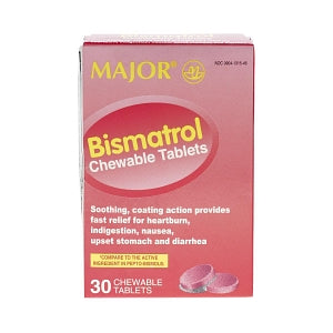 Major Pharmaceutical Chewable Antacid Tablets - Bismuth Subsalicylate Chewable Tablet, Antacid, 30/Box - 00904-1315-46