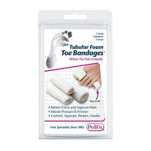 Pedifix Inc Tubular Foam Toe Bandages - TUBULAR FOAM TOE BNDG, 1 SM, 1 MD, 1 L 3/PK - P337-MIX