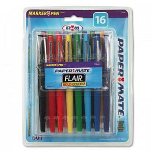 Sanford Paper Mate Point Guard Flair Needle-Tip Stick Pen - 0.7 mm Medium Point PaperMate Point Guard Flair Felt Tip Pens, 16 Colors - 70644