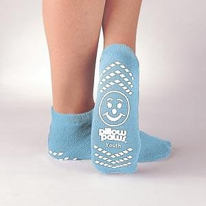Principle Business Single-Imprint Terries Slipper Socks - Pillow Paws Double Imprint Terries Slipper Socks, Child 8-4.5, Light Blue - 1094