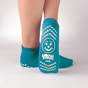 Principle Business Single-Imprint Terries Slipper Socks - Pillow Paws Double Imprint Terries Slipper Socks, Adult 5-7, Teal - 1096
