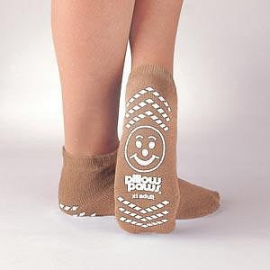 Principle Business Single-Imprint Terries Slipper Socks - Pillow Paws Double Imprint Terries Slipper Socks, XL Adult 7.5-10, Tan - 1097