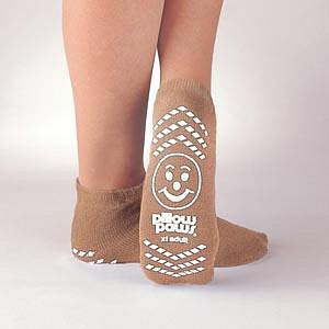 Principle Business Single-Imprint Terries Slipper Socks - Pillow Paws Double Imprint Terries Slipper Socks, XL Adult 7.5-10, Tan - 1097