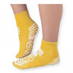 Principle Business Pillow Paws Risk Alert Terry Slipper Socks - Double Imprint Slippers, Adult, Red, Size 2XL - 3802-001