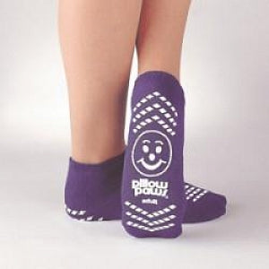 Principle Business Pillow Paws Risk Alert Terry Slipper Socks - Double Imprint Slippers, Purple, Size XL - 3911-001