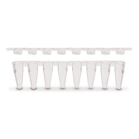 8-Strip PCR Tubes Low Profile - Flat Cap - Clear
