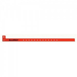 PDC Healthcare Allergy Alert ID Bands - Sentry Alert ID Band with "Allergy" Preprinted, Adult / Pediatric, Red - 5065-16-PDM