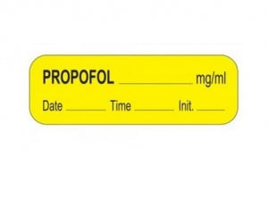 PDC Healthcare Drug Labels - Propofol Label, 1-1/2" x 1/2", Yellow, 1000/Roll - 59709044