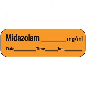 PDC Healthcare Drug Labels - Midazolam Label, 1-1/2" x 1/2" 600/Roll - LAN-120