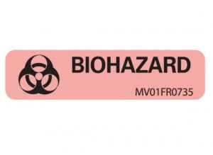 PDC Healthcare Lab Communication Labels - Biohazard Label, 1-1/4" x 5/16", Red - MV01FR0735