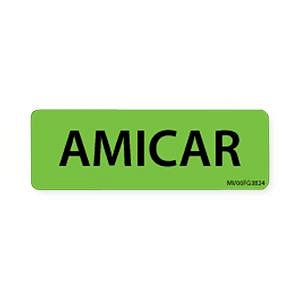 PDC Healthcare Label Paper - Amicar Label, 2-15/16" x 1", Fluorescent Green, 333 Labels / Roll - MV06FG3824
