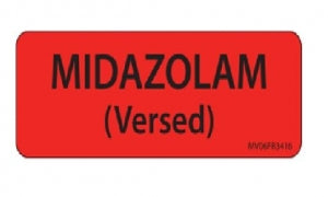 PDC Healthcare FormalinPermanent Warning Label - Midazolam (Versed) Label, Red - MV06FR3416