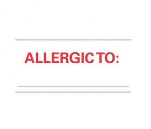 Brady Worldwide Allergy Labels - Allergic to Label, Red / White, 500/Roll - N-14
