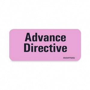 PDC Healthca Advance Directive Labels - LABEL, REMOVABLE, ADVANCE, DIR, 2.25X1, PINK - MV04FP0092