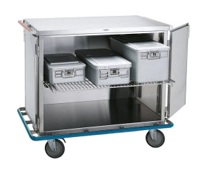 Pedigo CuVerro Handle Case Cart - Stainless Steel Closed Case Cart with 1 Wire Shelf and CuVerro Handles, 45.875" x 28.625" x 39" - CDS-242-CC