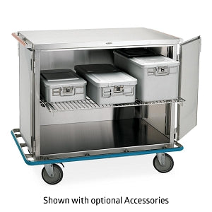 Pedigo CuVerro Handle Case Cart - Stainless Steel Closed Case Cart with 1 Wire Shelf and CuVerro Handles, 45.875" x 28.625" x 39" - CDS-242-CC