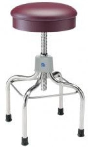 Pedigo Adjustable-Height Backless Stainless Steel Stools - Stainless Steel Exam Stool, No Back or Casters, 21"-35" Screw Adjustable, Black - P-1038-SS-BLK