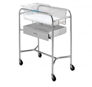 Pedigo Bassinet - Stainless Steel Bassinet with Side Drawer - P-1110-B-SS