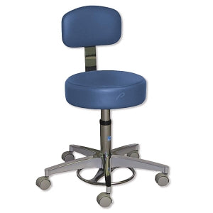 Pedigo Foot-Operated Pneumatic Stools - Exam Stool with Backrest and Casters, 19.5"-24.5" Pneumatic Foot Adjustment, Lake Blue - P-527-GS-LAKEBLUE