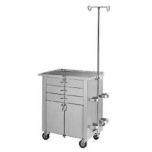 Pedigo Products Anesthesia and Treatment Cabinets - Cardiac / Anesthesia Cabinet with Accessories, Casters, 28" x 18" x 37" - P-7202-C