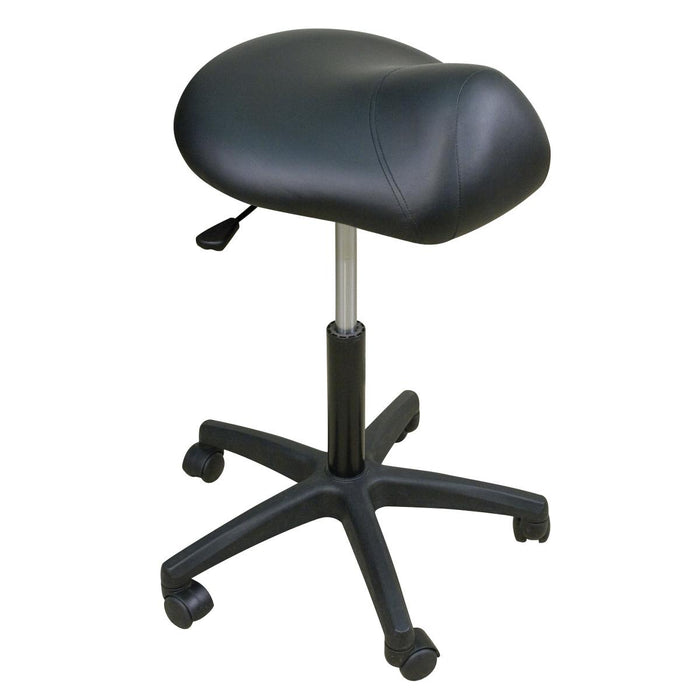 Oakworks Low-Height Premium Stool with Saddle Seat - STOOL, BLK BASE, SADDLE SEAT, CLAY - 60370-T18