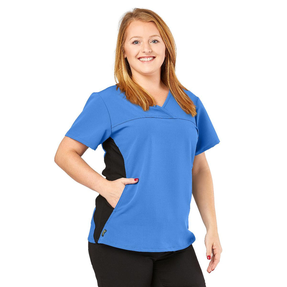  California Ave Scrub Top, Yoga with Pockets, Purple, Size S