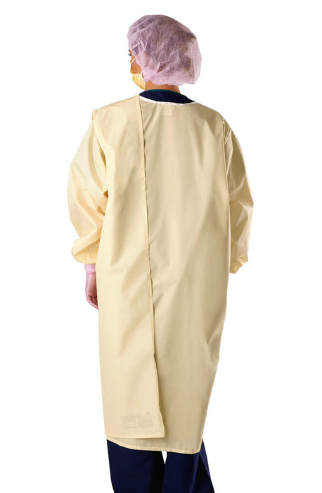 Medline Wrap-Around Reusable Isolation Gown - 3-Armhole Isolation Gown with RFID, Size 3XL, Yellow - MDTISO3AHYCR3