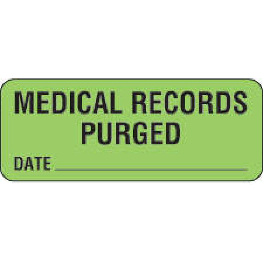 Label Paper Permanent Medical Records 2 1/4" X 7/8" Fl. Green 1000 Per Roll