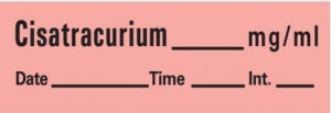 PDC Healthcare Anesthesia Tape with Date - Cisatracurium Anesthesia Label Tape, Fluorescent Red, 1-1/2" x 1/2", 500" Roll - AN-162