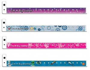 PDC Healthcare Big Brother / Sister Wristbands - LABEL, 3/4 CIRCLE BLUE 1000/RL - C-7A