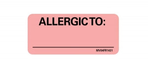 PDC Healthcare Priority Label Collection - Priority Label Collection, Allergic to, Fluorescent Red, 2-1/4" x 1" - MV04FR1431
