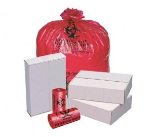 Inteplast Group High Density Isolation Bags - High-Density Liner Bag, 12 Microns Thick, No Core, Red - F2400XR